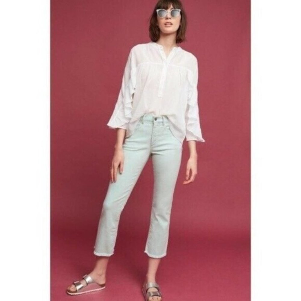 Anthropologie Pilcro Script Cropped Flare Jeans